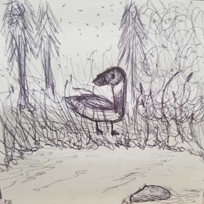 Post-It Art: Cooper by the pond (August 2026)
