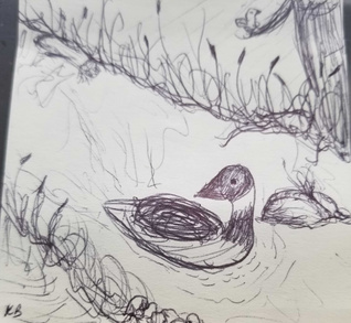 Post-It Art: Cooper swims in the river (August 2026)