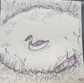 Post-It Artwork: Cooper in the pond (August 2026)
